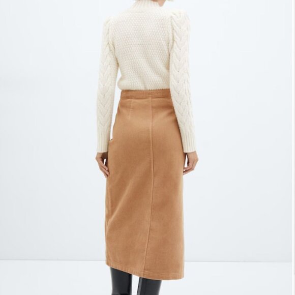Mango Tan Buttoned Corduroy Midi Skirt - Picture 2 of 10